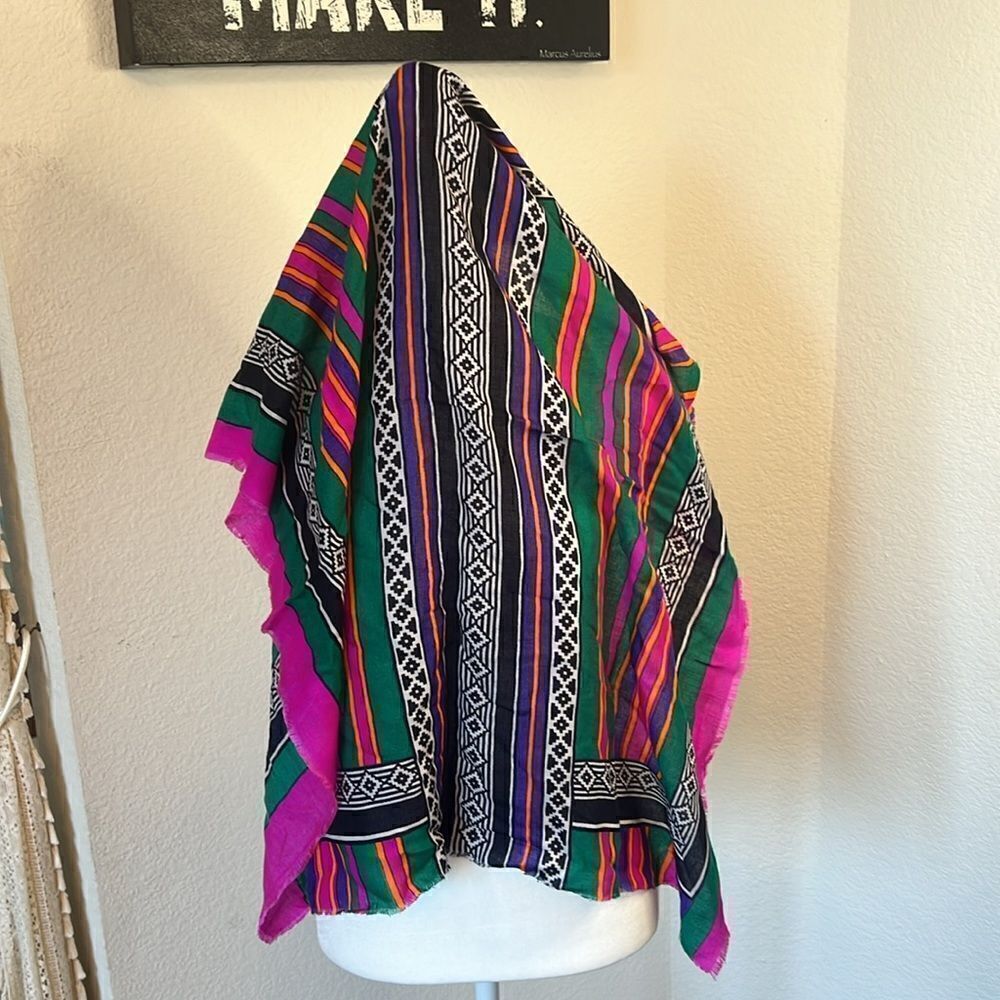 Vibrantly Colored Geometric and Striped Scarf - Picture 2 of 3